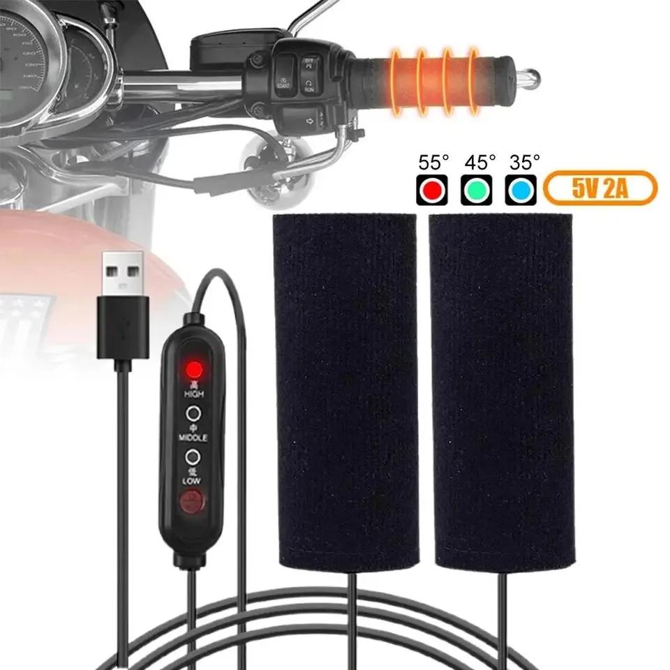 12V USB Motorrad Elektrische Beheizte Griffe Abdeckung 3 Gänge Elektrische Beheizte Lenkergriff Abdeckung Lenker Heizung Wärmer für Outdoor Fahren