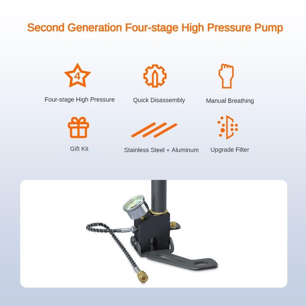 Second Generation 3000psi Oxygen Cylinder Inflation Pump Activated Carbon Filtration Manual Inflator Aluminum High-pressure Inflation Device