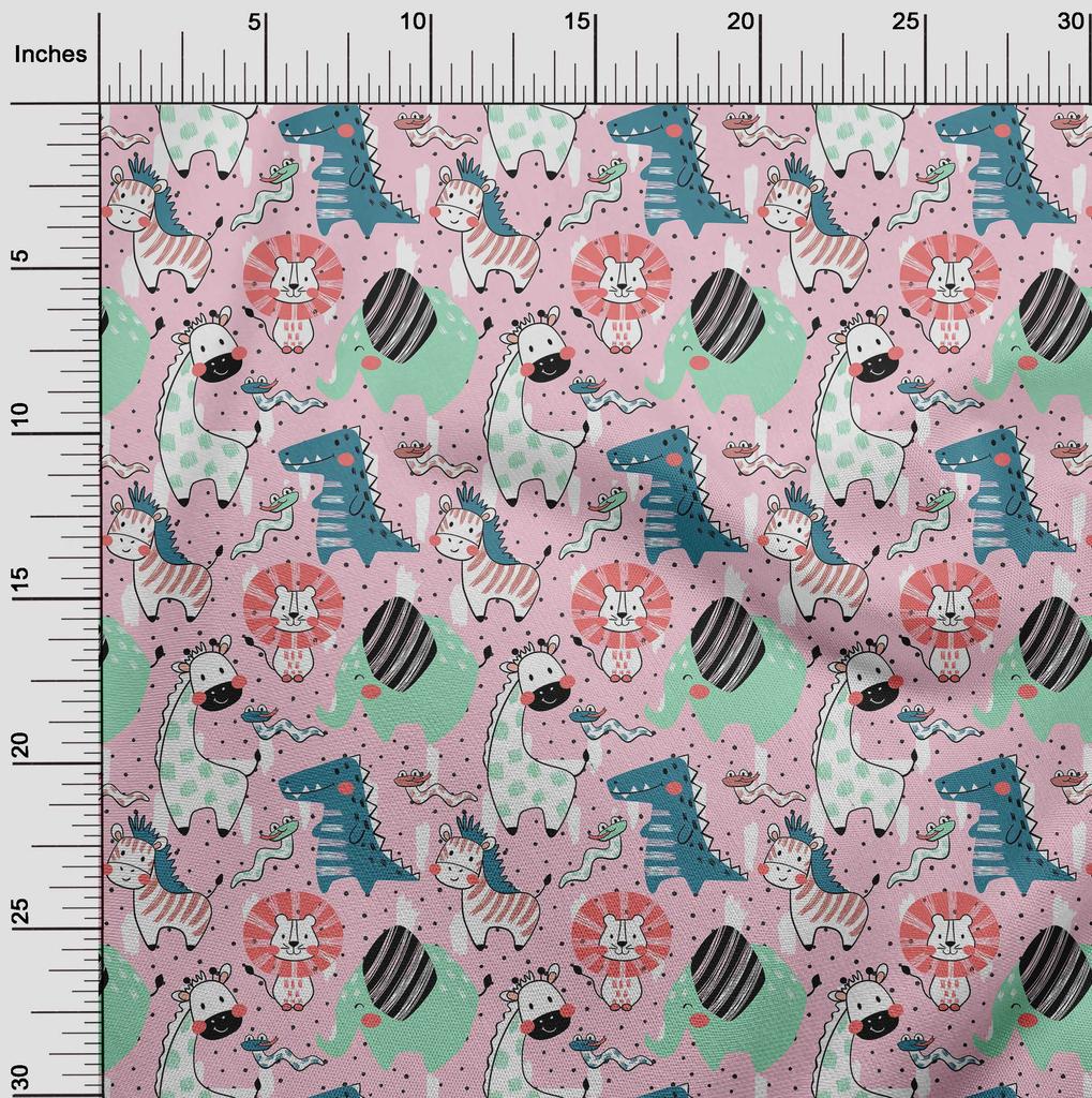 oneOone Cotton Flex Amethyst Fabric Kids Cutie Animal Sewing Material Print Fabric by The Yard 40 Inch