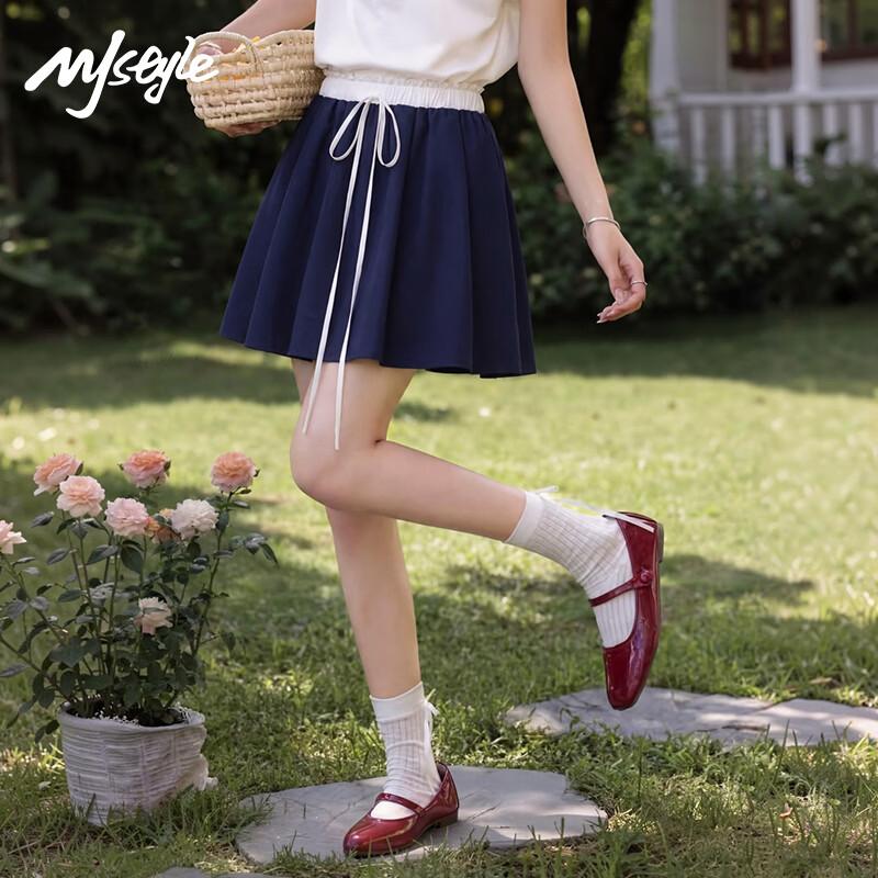 

MJ STYLE Lace Color Block A-Line Skirt L