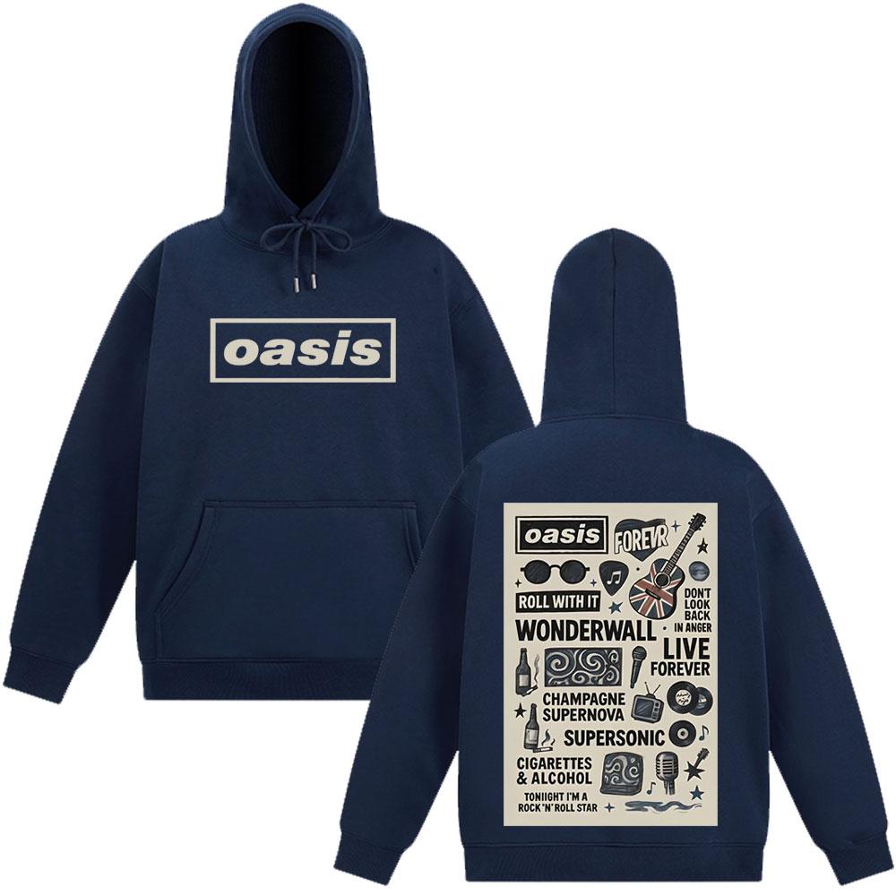 

O-Oasis British Rock Band Graphic hoodie men women Hip-hop Long-sleeved casual Pullover High-quality Fleece Sweatshirts top S
