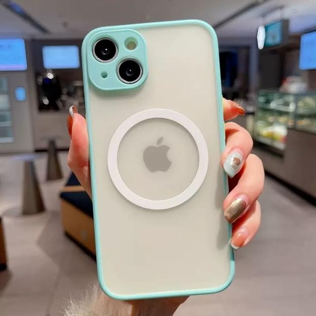 

Роскошный силиконовый прозрачный чехол Magsafe для Iphone 14 13 12 11 Pro Max X Xs Xr 7 8 Plus, магнитный чехол для беспроводной зарядки for iphone 13 небесно-голубой