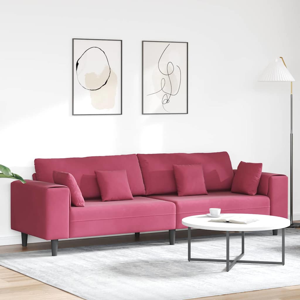 Sofa Burgundy Red 250 x 77 x 76 cm Velvet