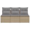 VidaXL Canapé de jardin avec coussins 3 places beige résine tressée 366104
