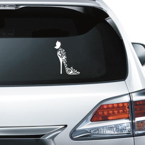 Reflective Car Vehicle Side Window Door Butterfly High Heels Decor Sticker Decal