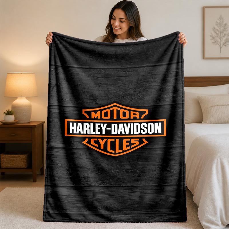Coperta in Flanella con Stampa Harley-Davidson Morbida e Calda Coperta Pluche per Letto Divano Divano Uso Domestico Indoor