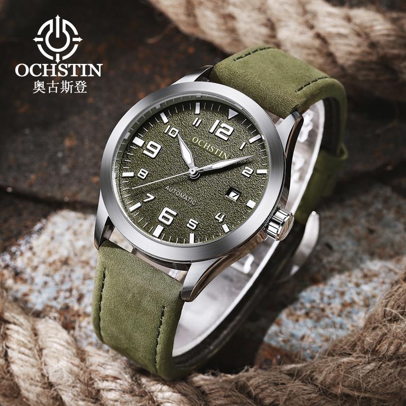 New Man Mechanical Pilot Wrist Watches Luxury Self Wind Leather Mechanic Male Clock Auto Date Relogio Masculino Gift for Men