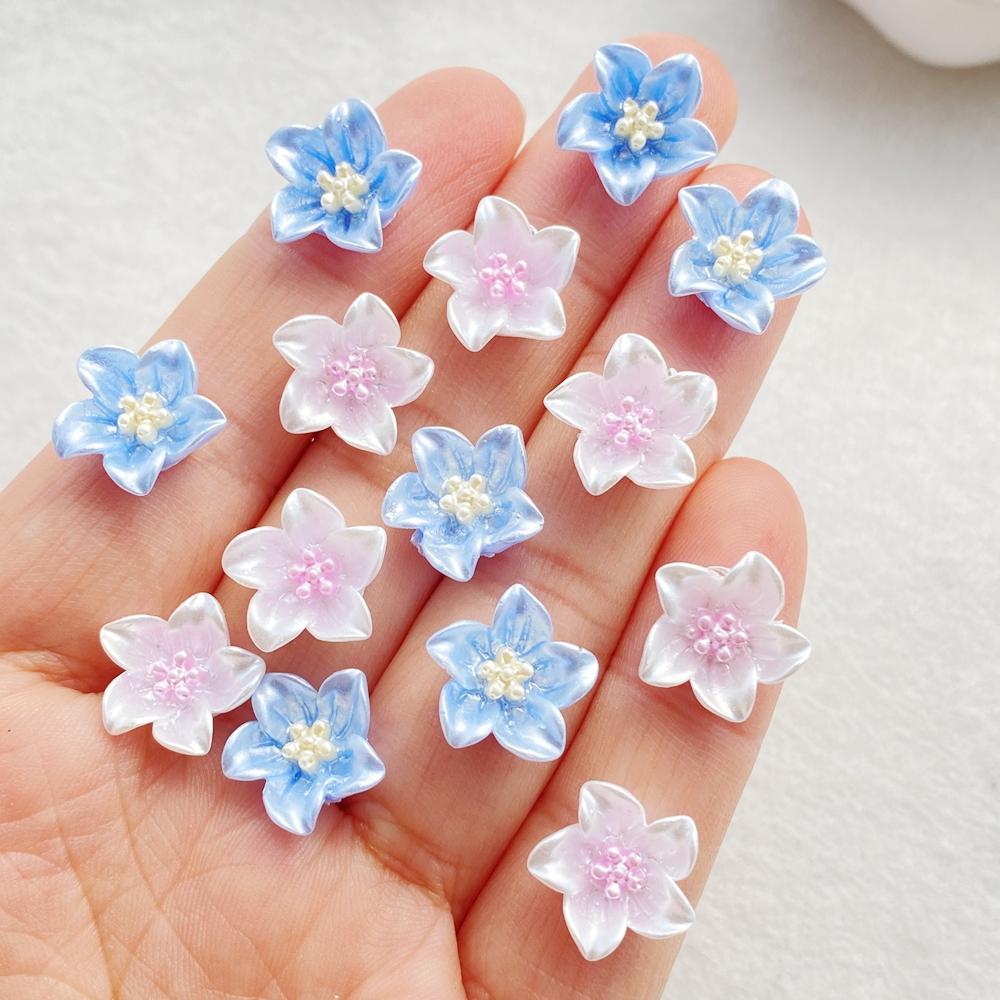 

50pcs Resin Mini Colorful Lily Flowers Nail Art Flat back Rhinestone Bead Scrapbook DIY Manicures Applique Accessories Crafts