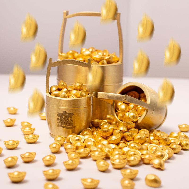 Solid sand gold ingots, treasure pots, small ingots for attracting wealth, golden ingots, handicrafts