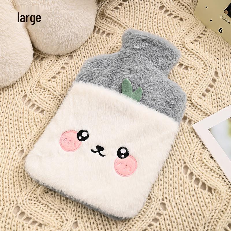 Plush-Cover PVC Cartoon Hot Water Bag: Removable & Washable Hand Warmer for Girls