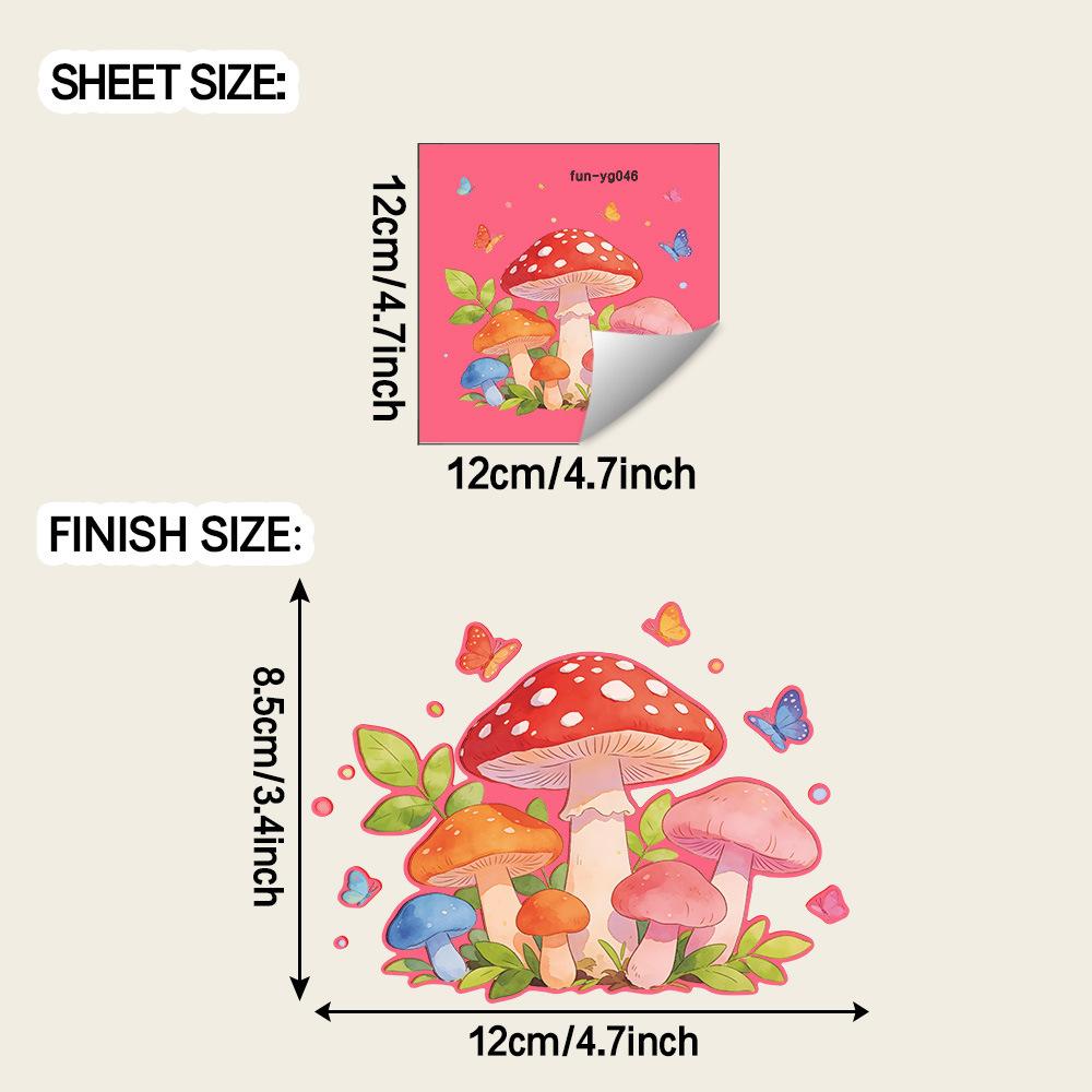 Cartoon Mushroom Cluster and Butterfly Living Room Bedroom Decoration Beautification Switch Stickers