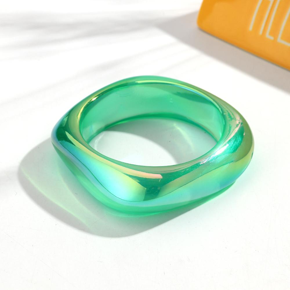 New AB Colorful Irregular Square Resin Wide Bangle for Women Statement Acrylic Geometric Bracelets Valentine's Day Jewelry Gifts