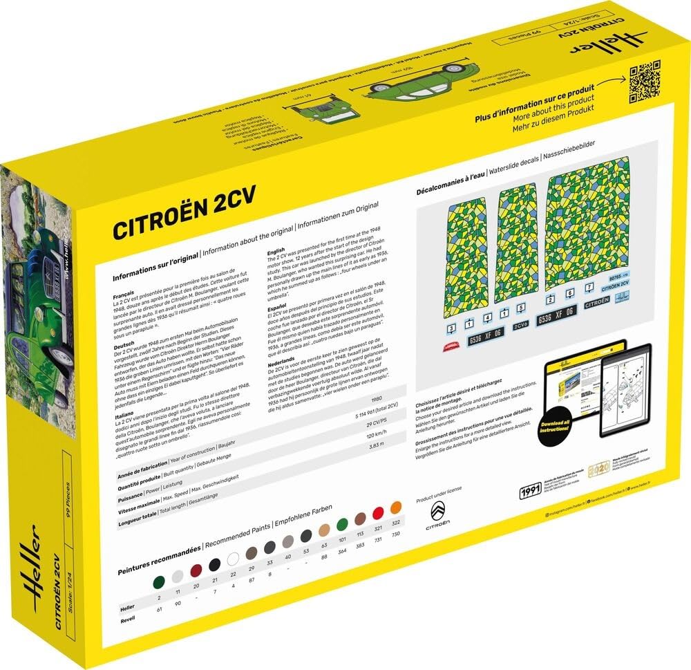 Platz Heller Citroen 2CV Plastic Model HE80765 1/24 (Car)