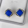 Noblewoman Double-Layer Rhinestone Square Diamond Stud Earrings - 2025 Autumn/Winter Collection