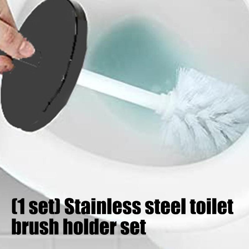 Freestanding Toilet Brush and Holder Set, Metal Bathroom Cleaning Brush with In-Holder Storage by the Toilet Area