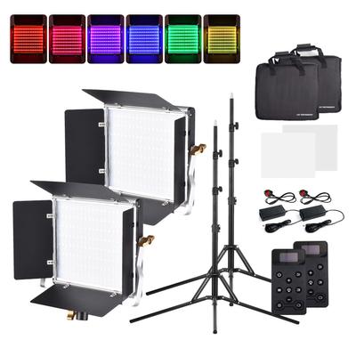 Andoer W480RGB 2PCS Bi-color Photography Light 40W LED Light Panel 480pcs LED Beads 2500-9000K