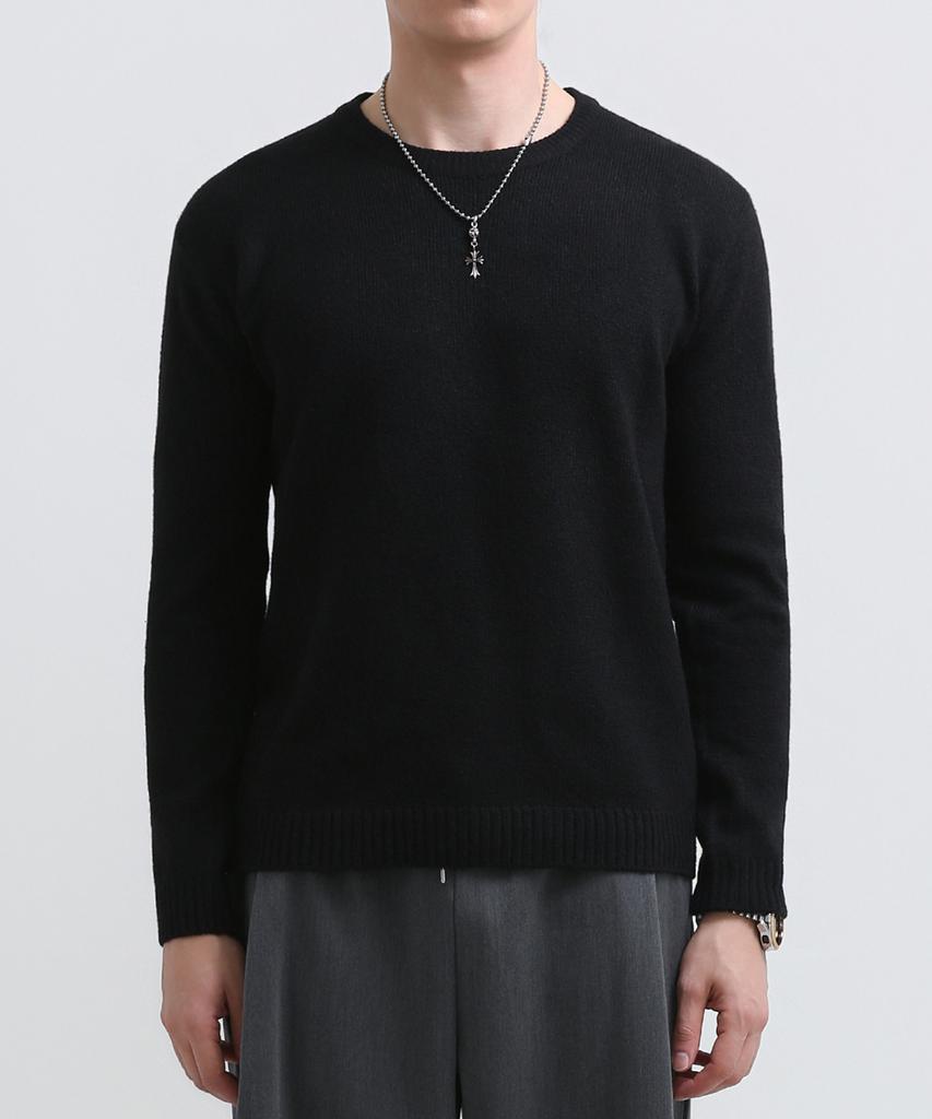 Seuteulaikeu Fine Blend Classic Crew Neck Knit (Black)