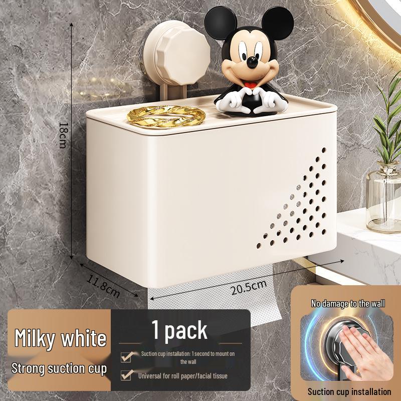 Punch-Free Wall-Mounted Waterproof Toilet Paper Holder with Storage Rack