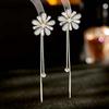 New Korean Daisy Flower Bee Stud Earrings For Women Sunflower Butterfly Zircon Asymmetrical Earring Party Jewelry Gift