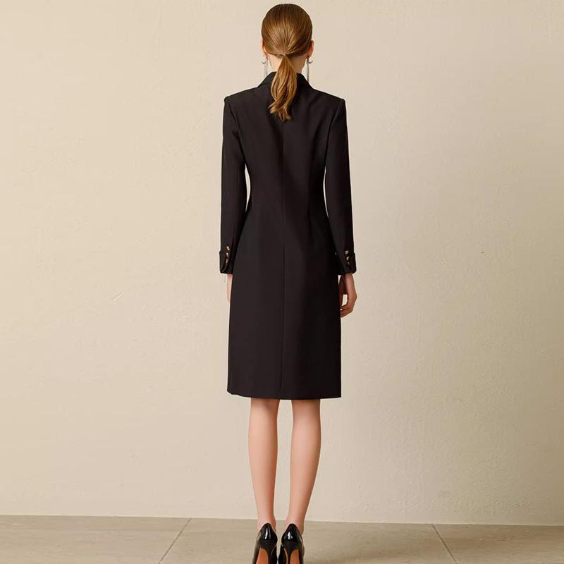 Women's Black Slim Fit Asymmetrical Formal Dress for Professional and Formal Occasions