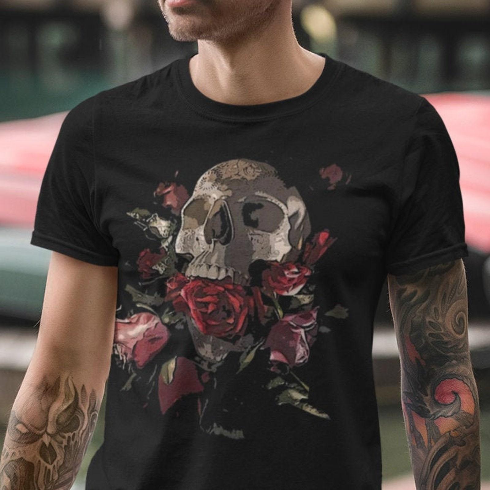 Skulls Shirt, Skeleton Shirt, Goth Shirt, Halloween Shirt, Skull T-Shirt, #32 XL