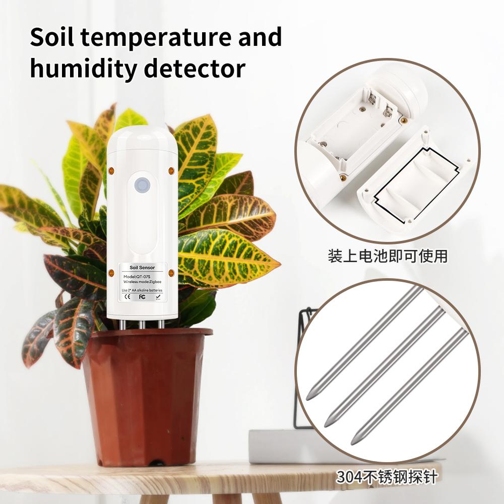 Smart Wireless Soil Moisture Meter Tuya Zigbee Temperature Humidity Tester IP67 Waterproof Soil Detector for Garden Planting