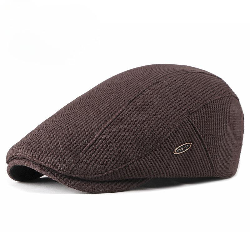 Autumn Winter Knitted Flat Cap for Men Women Retro British Style Solid Color Newsboy Hat Warm Wool Beret Casual Duckbill Cap