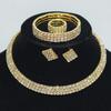 Gold & Silver Rhinestone Jewelry Set: Choker, Bracelet, Stud Earrings, & Necklace