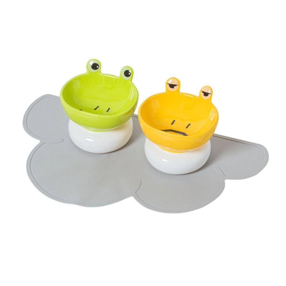 Ceramic Pet High Foot Bowl Cute Dog Food Feeding Basin Pet Drinking Feeder Kitten Puppy