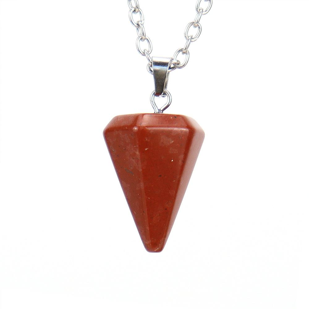 Natural Stone Crystal Cut Tapered Hexagonal Pillar Bullet Head Pendulum Necklace Pendant N631