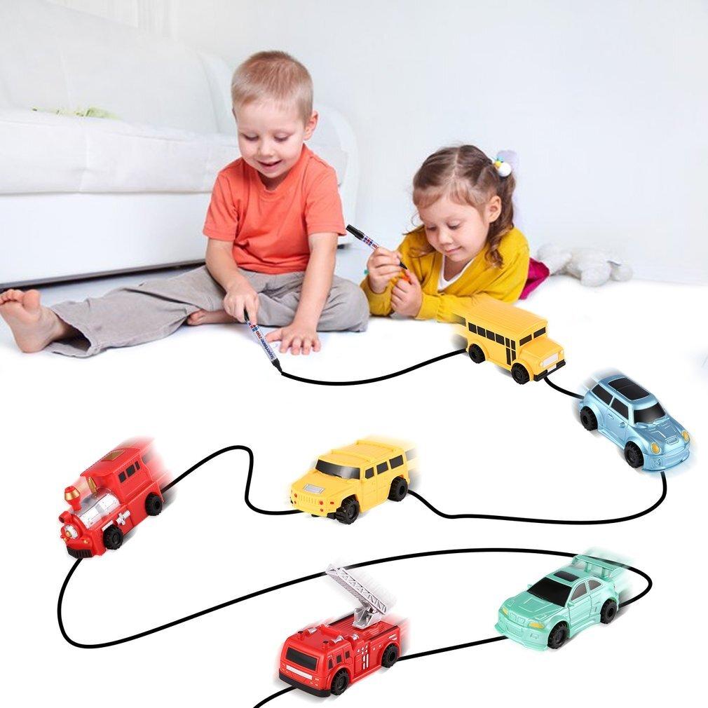 Road Pen Magic Inductive Car Toy Train Tank Draw Lines Playing Gift Children