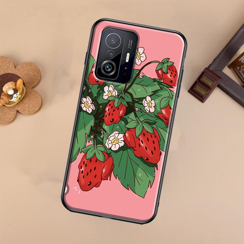 Cottagecore Fruit Strawberry Frog Case For Xiaomi POCO X7 Pro X3 X5 X6 F3 F5 F6 M6 Pro 11T 12T 13T 14T Pro 13 14 Ultra Cover