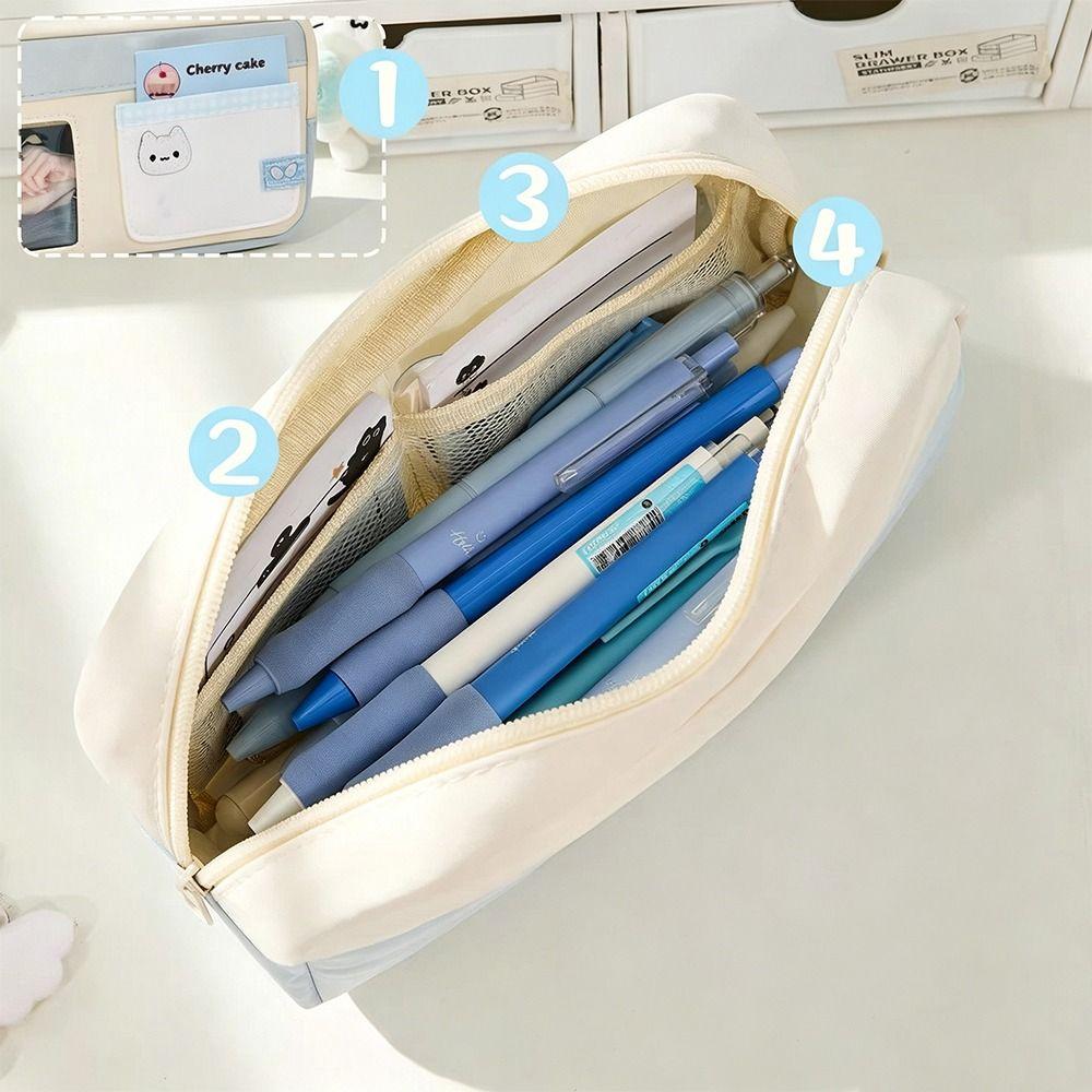 Large Capacity Pen Bag With Ita Pocket Stationery Bag Aesthetic Pencil Case  Gift