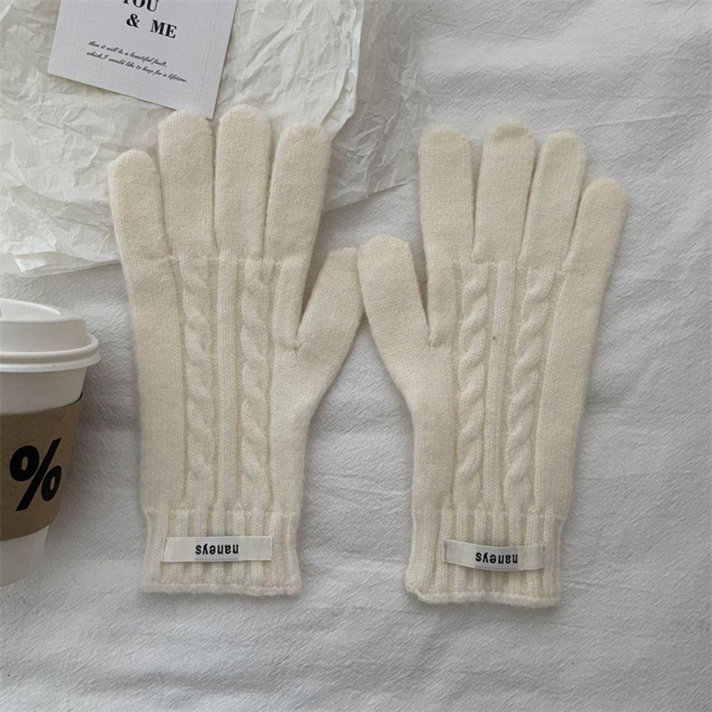 Y2k Lady Finger Gloves Windproof Solid Color Gloves Kawaii Korean Knitted Gloves  Autumn