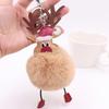 Christmas Deer Keychain Cute Reindeer Pom Pom Keyring Faux Fur Fluffy Plush Ball Charm for Handbag Backpack Purse Accessory