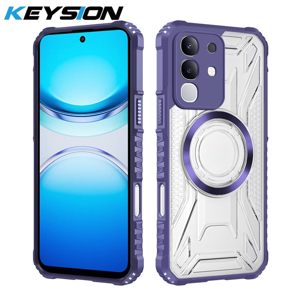 KEYSION Custodia Magnetica Trasparente per Realme C85 5G Silicone Morbido+PC Resistente agli Urti Cover Posteriore per OPPO Realme C85