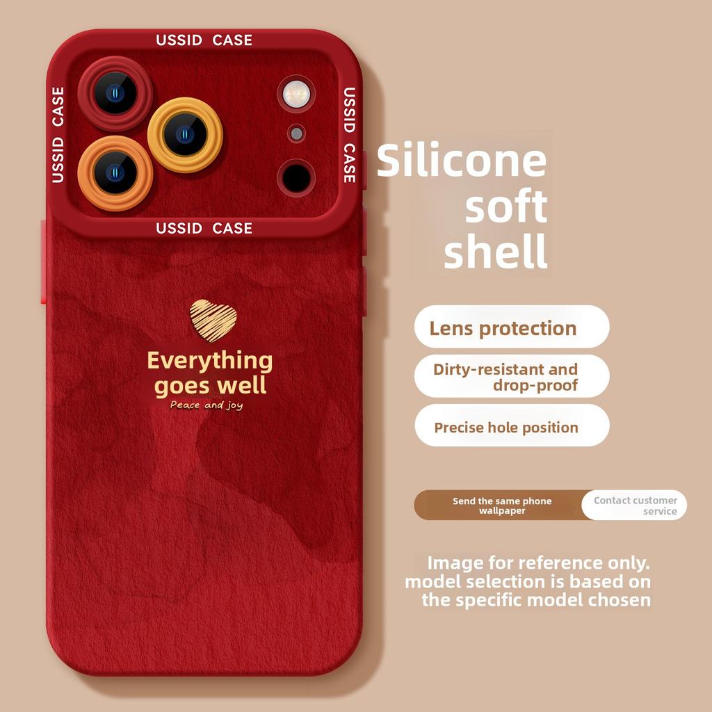 New Year iPhone 17 Pro Max Everything Goes Well 16 Silicone 15 Soft 14 Simple 13 Festive Phone Case with Lanyard