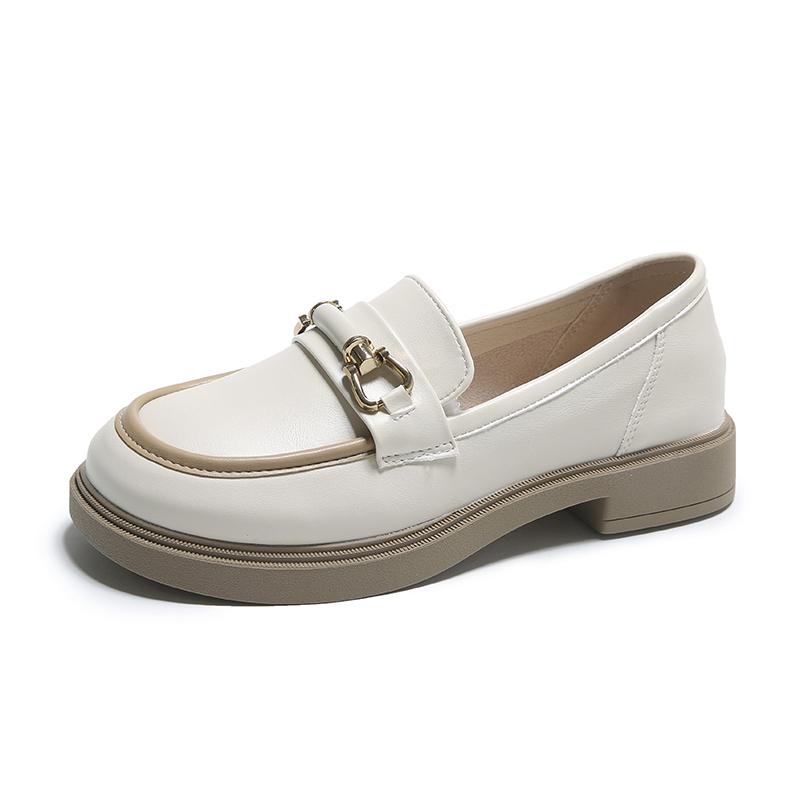 2024 Spring Single Shoes Flat Heel Fashion Women Shoes PU British Style Small Leather Shoes Fashion Luxury Women Shoes