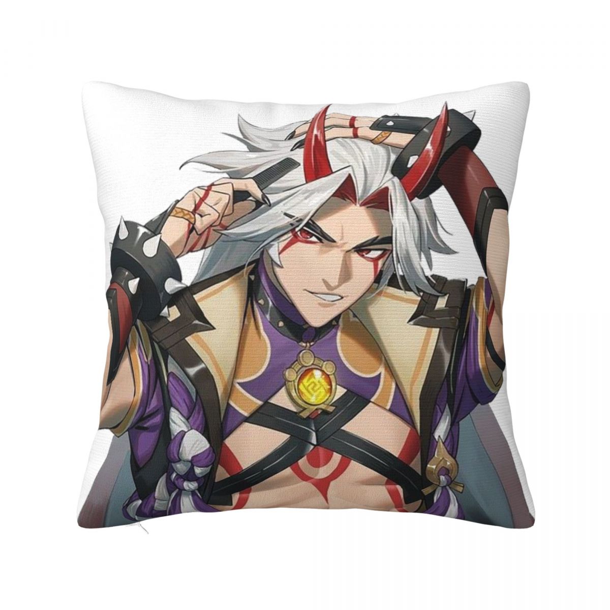 

Arataki Itto Genshin Pillowcase Cushion Comfort Throw Pillow Sofa Decorative Cushions Used for Home Bedroom Living Room 22x22Inch