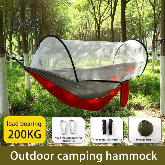 Amaca da campeggio con rete anti-moscerini da 200 kg, traspirante, leggera, portatile, singola, con cinghie per alberi, facile da montare, per interni ed esterni, da trekking