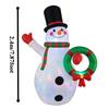 7.8FT/2.4M Inflatable Snowman Waving Holding Christmas Wreath with Lights, Outdoor Yard Decoration
