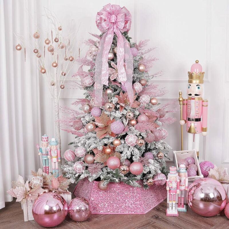 6pcs Christmas Artificial Pine Leaves Branches Gold Simulated Plants Glitter Garland Xmas Tree Ornament New Year Home Decoration