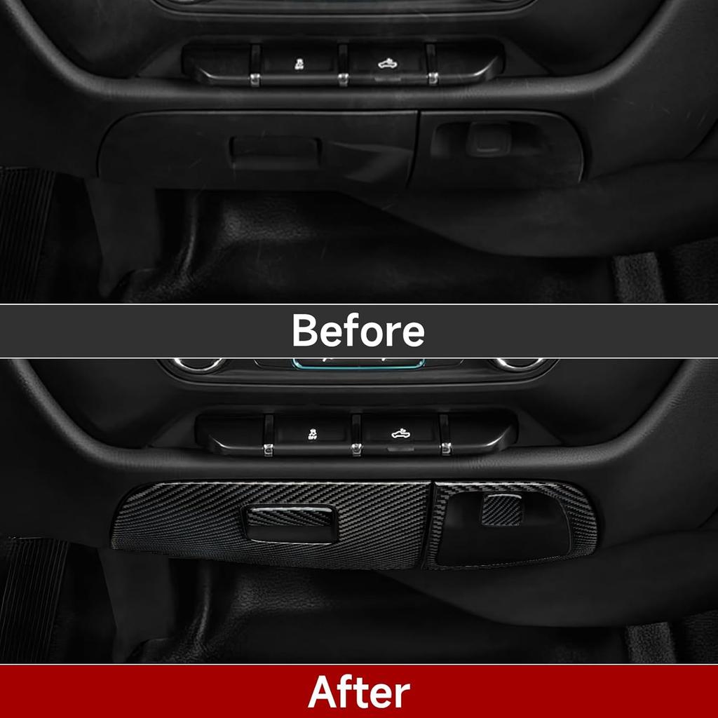 Car Carbon Fiber Decal Center Console Lower Panel Sticker Cover Interior Trim Decal For Chevrolet Silverado/GMC Sierra 1500 2500HD 3500HD 2014-2018