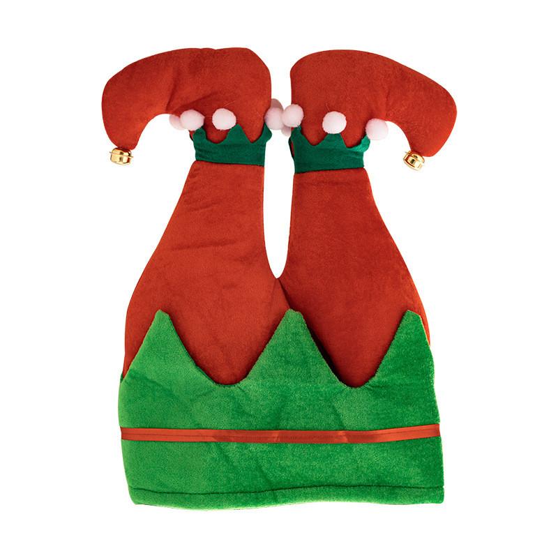 Elf Christmas Festive Leg Hat In Bright Red And Green For Merry Decorations Holiday