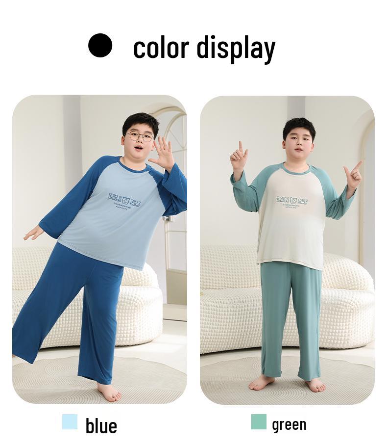 Spring Plus Size Kids' Raglan Long Sleeve Pajama Set - Teen Loose Fit