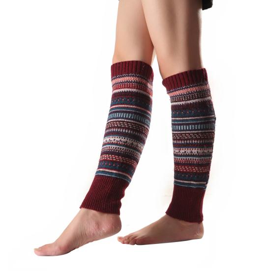 Damen Gestreifte Gestrickte Stulpen Winter Fußlose Kniehohe Mode Stiefelsocken