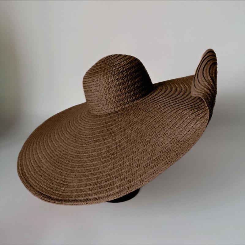 CM oversized brim braided hat women's spring and summer versatile beach hat vacation sun hat sun hat