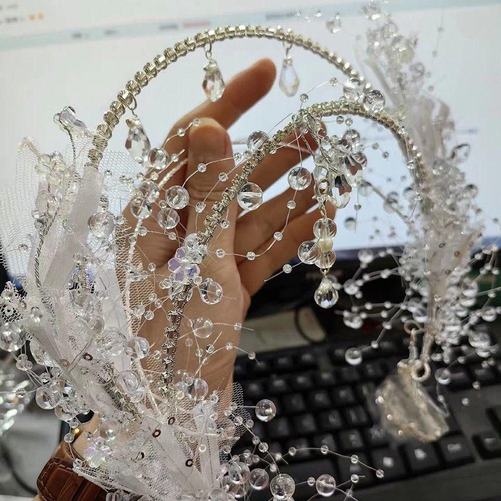Jeweled Crystal Hair Hoop Tiara Fairy Wedding Jewelry Set Sweet Bride Crystal Crown Earrings Girls