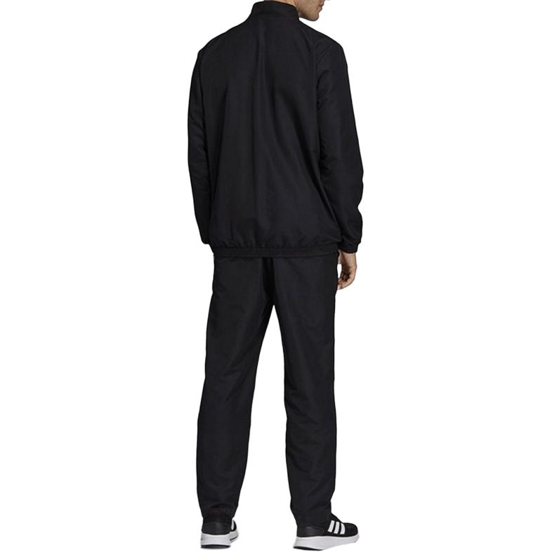 adidas Stand Collar Solid Color Long Sleeve Jacket Comfortable Elastic Pants Casual Sports Suit Men Suit Black DV2461