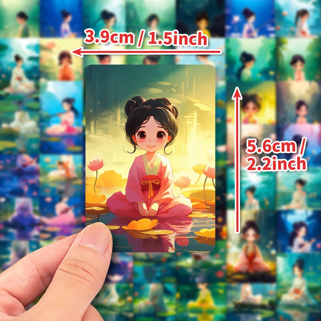 50 Buddhist Girl Stickers Cartoon Cartoon Animated Ancient Style Decoration Notebook Paper Pray DIY